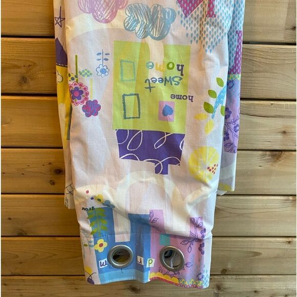 Simple Adorable Girls Pastel Home Sweet Home House design Curtain Set - Picture 1 of 10